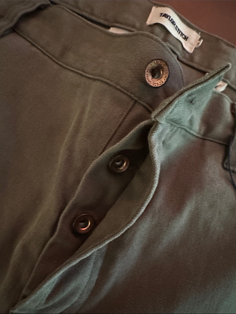Taylor Stitch Olive Green Canvas Chinos - Picture 6 of 6